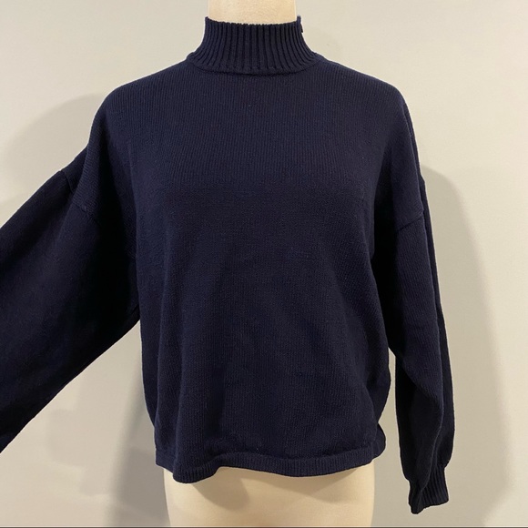 St. John Navy sweater with back leather patchwork - Picture 3 of 8